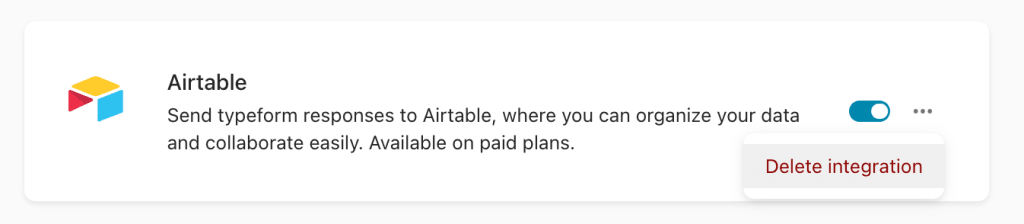 Typeform Airtable - Delete Integration